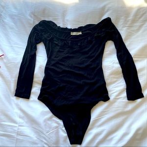 Off the shoulder black body suit